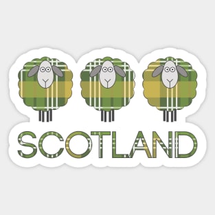 Trio of Scottish Green and Yellow Tartan Patterned Sheep Sticker